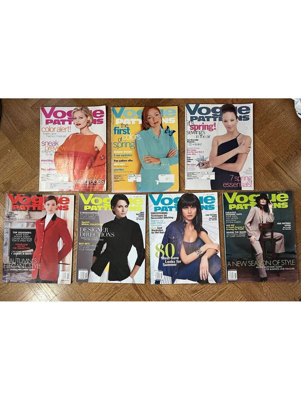 Vogue Patterns 7 Magazine Lot Vintage , 1996-2003, 90s & Y2K, Miyake Sui Jacobs